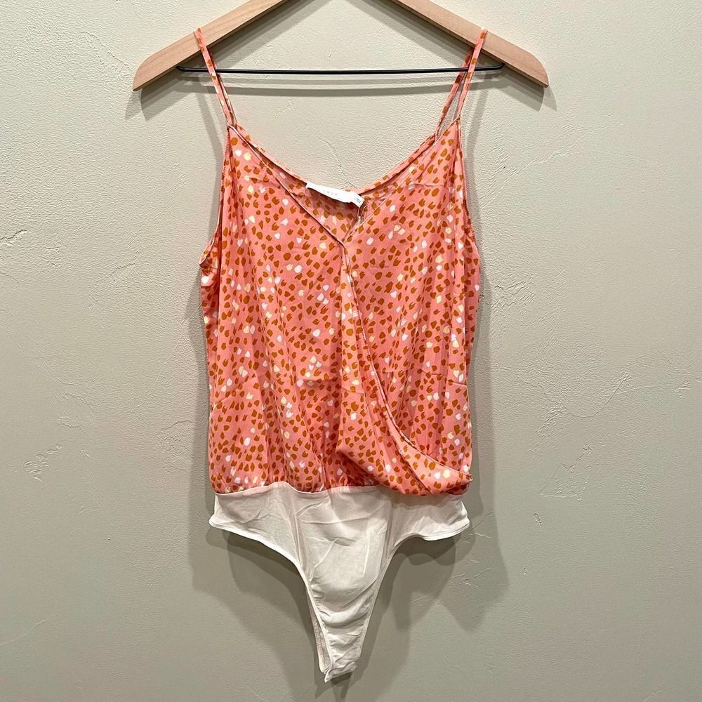 NWT Lush Pink Heart Print Bodysuit - Size: Small